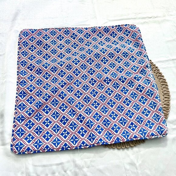 Red White and Blue Geometric Pillow Case 20" x 20" Set of Two - Picture 2 of 7